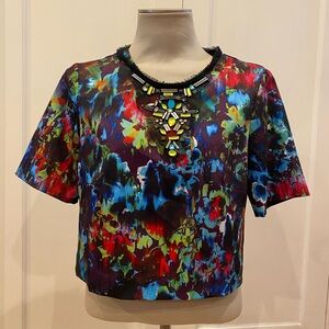 Nanette Lepore water color jeweled top, size 12